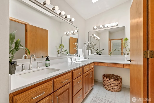 7610 Scenic Dr, Yakima, WA 98908 - full bathroom with tile patterned flooring and double vanity