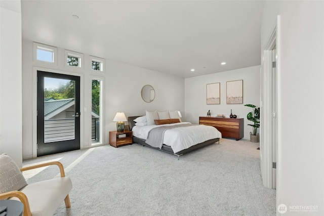 8812 NE 117th Pl, Kirkland, WA 98034 - carpeted bedroom featuring access to outside and recessed lighting