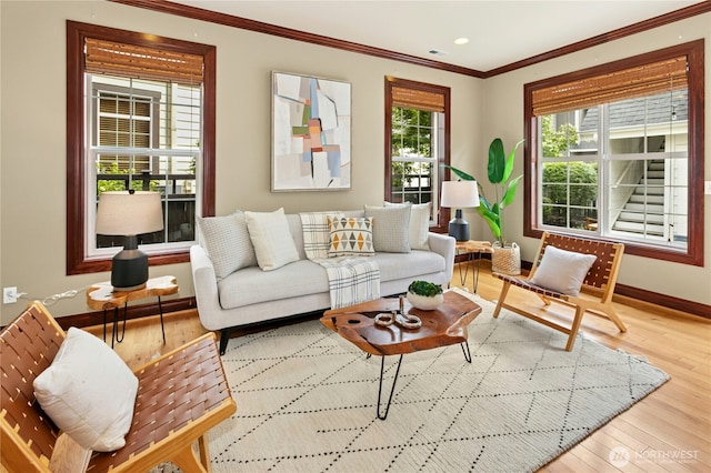 2621 NE Park Dr, Issaquah, WA 98029 - living area with wood finished floors, crown molding, and recessed lighting