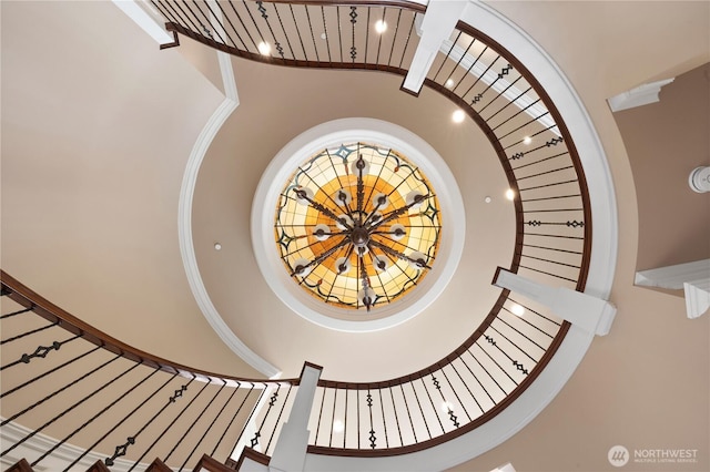8071 W Mercer Way, Mercer Island, WA 98040 - stairs featuring a towering ceiling