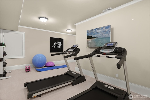 8071 W Mercer Way, Mercer Island, WA 98040 - exercise room featuring ornamental molding