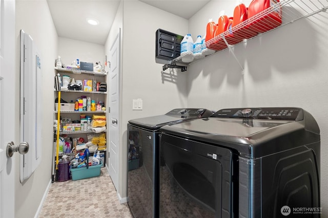 32803 Stuart Ave SE, Black Diamond, WA 98010 - laundry room with washer and dryer and baseboards