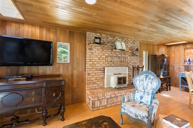 215 Amber Ln, Sequim, WA 98382 - living room with wood ceiling, wood walls, and wood finished floors