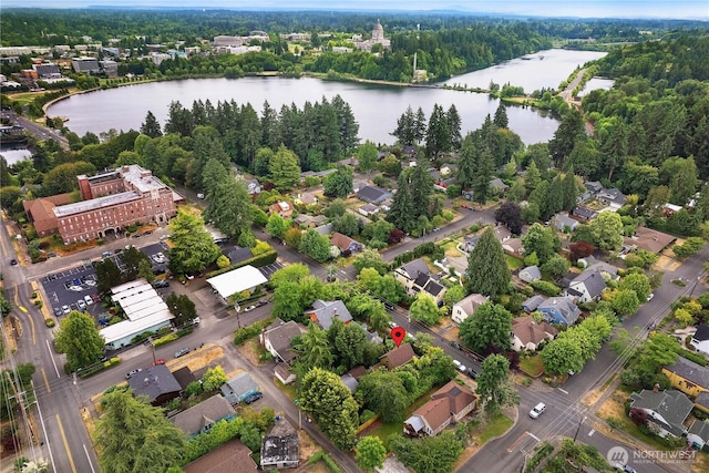 1114 5th Ave SW, Olympia, WA 98502 - aerial view of property's location with a nearby body of water and nearby suburban area