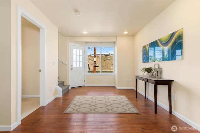 5798 Roosevelt Way NE, Seattle, WA 98105 - foyer entrance with wood finished floors, recessed lighting, and stairs