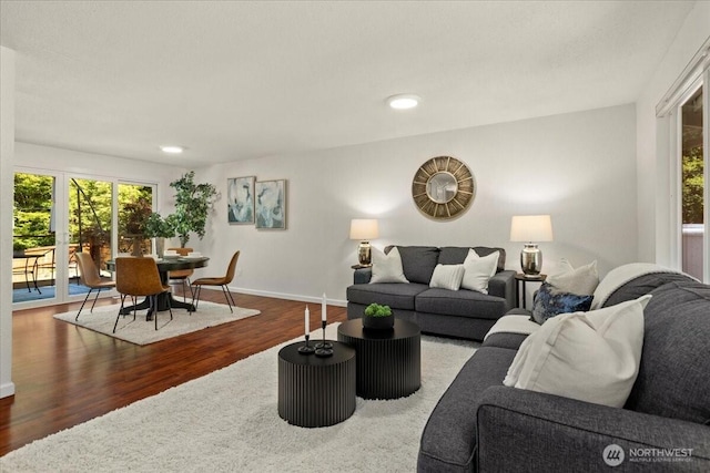 17019 426th Ave SE, North Bend, WA 98045 - living area featuring wood finished floors, healthy amount of natural light, and recessed lighting