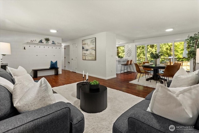 17019 426th Ave SE, North Bend, WA 98045 - living room featuring wood finished floors and recessed lighting