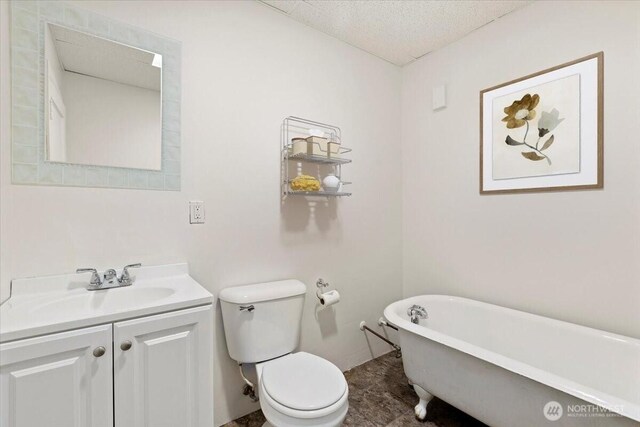 17019 426th Ave SE, North Bend, WA 98045 - full bath featuring a freestanding bath, vanity, and a textured ceiling