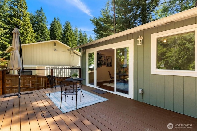 17019 426th Ave SE, North Bend, WA 98045 - wooden deck featuring outdoor dining space