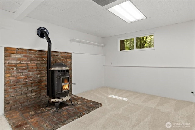 17019 426th Ave SE, North Bend, WA 98045 - detailed view of a wood stove and carpet flooring