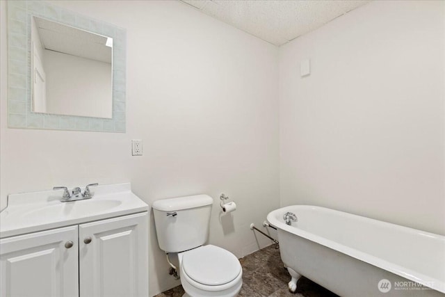 17019 426th Ave SE, North Bend, WA 98045 - bathroom with a freestanding bath, vanity, and a textured ceiling