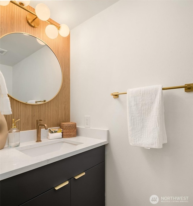 16302 NE 104th St, Redmond, WA 98052 - bathroom with vanity and wood walls