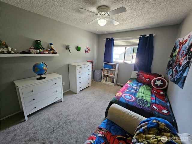 10924 SE 183rd Ct, Renton, WA 98055 - carpeted bedroom with a textured ceiling and ceiling fan