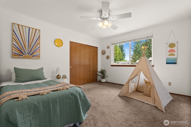 7207 Lakeside St SW, Olympia, WA 98512 - carpeted bedroom with a closet and ceiling fan
