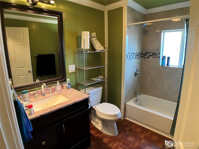 1341 Whitman St, Walla Walla, WA 99362 - full bathroom featuring ornamental molding, vanity, and washtub / shower combination