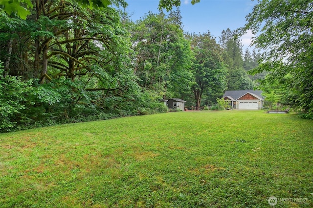 721 Abernathy Creek Rd, Longview, WA 98632 - view of grassy yard with a forest view