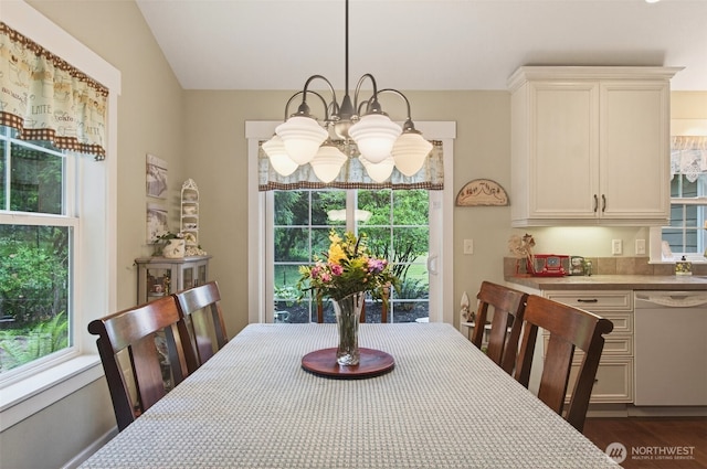 721 Abernathy Creek Rd, Longview, WA 98632 - dining area featuring a chandelier and dark wood finished floors