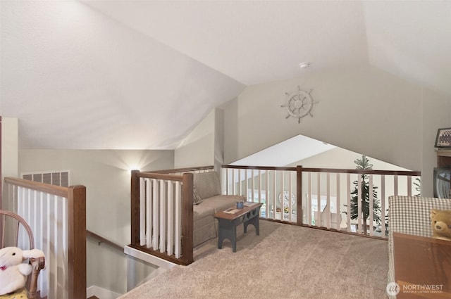 721 Abernathy Creek Rd, Longview, WA 98632 - living area with lofted ceiling and carpet floors