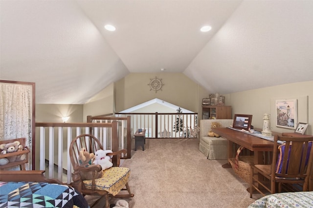 721 Abernathy Creek Rd, Longview, WA 98632 - bedroom featuring carpet flooring and vaulted ceiling