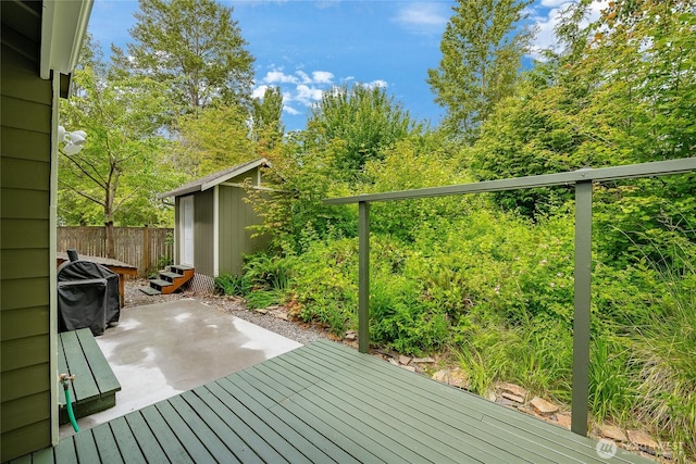 2740 Undine Pl, Bellingham, WA 98226 - deck featuring a storage unit, a patio area, and grilling area