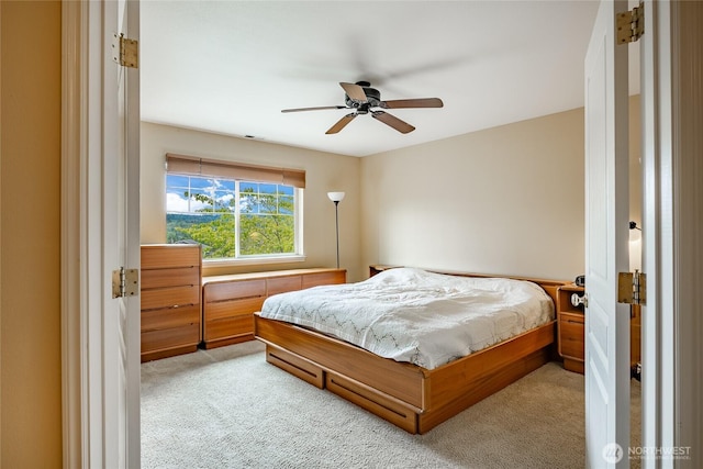 2740 Undine Pl, Bellingham, WA 98226 - bedroom featuring light colored carpet and a ceiling fan