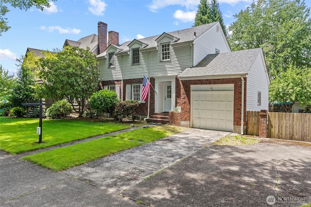 2809 Nichols Blvd, Longview, WA 98632 - view of front of house with brick siding, an attached garage, asphalt driveway, a shingled roof, and a chimney