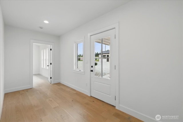 150 Cliff Robinson Ln, Sequim, WA 98382 - doorway to outside with light wood-style floors and recessed lighting