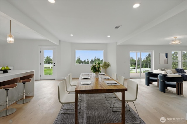 150 Cliff Robinson Ln, Sequim, WA 98382 - dining area featuring recessed lighting and light wood-style floors