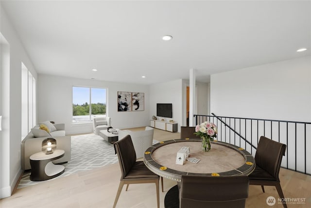 150 Cliff Robinson Ln, Sequim, WA 98382 - dining space featuring light wood-type flooring and recessed lighting