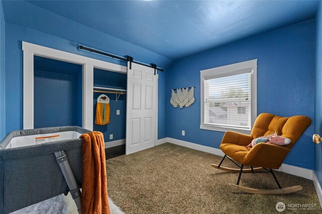 256 & St, Buckley, WA 98321 - office area featuring carpet floors and a barn door