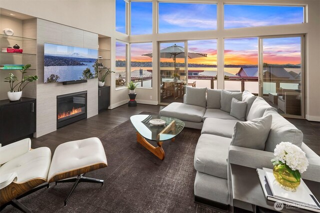 3003 Mountain View Ave N, Renton, WA 98056 - living room featuring wood finished floors and a tiled fireplace