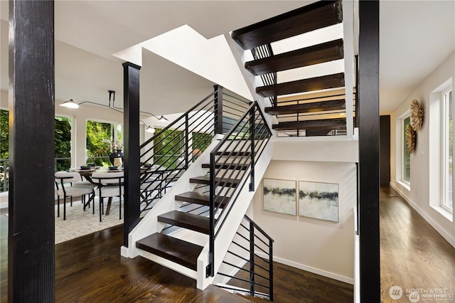 18510 NE 15th Pl, Bellevue, WA 98008 - stairs featuring wood finished floors and baseboards