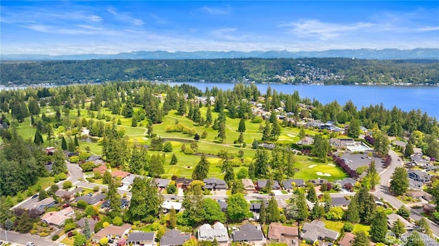 18510 NE 15th Pl, Bellevue, WA 98008 - aerial view of residential area with a water and mountain view