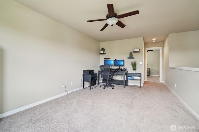 13712 Big Sky Dr E, Bonney Lake, WA 98391 - carpeted office with baseboards and ceiling fan