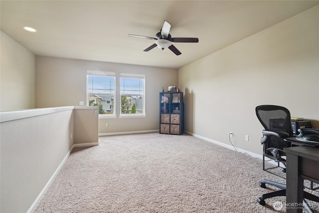 13712 Big Sky Dr E, Bonney Lake, WA 98391 - carpeted office with baseboards and ceiling fan