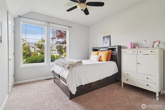 13712 Big Sky Dr E, Bonney Lake, WA 98391 - carpeted bedroom featuring lofted ceiling and a ceiling fan