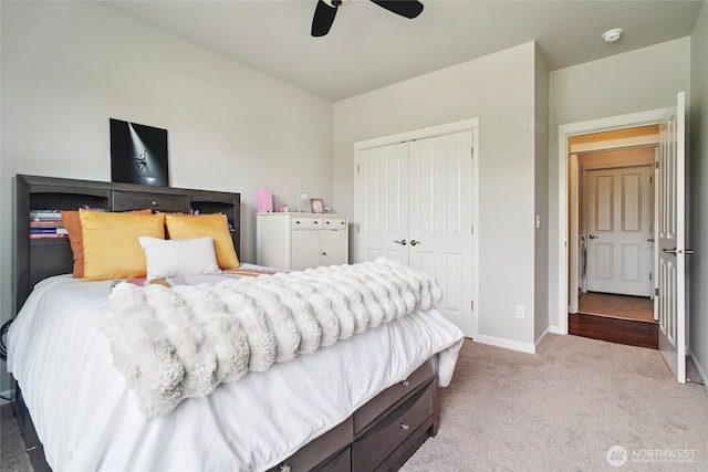 13712 Big Sky Dr E, Bonney Lake, WA 98391 - carpeted bedroom with a closet and ceiling fan