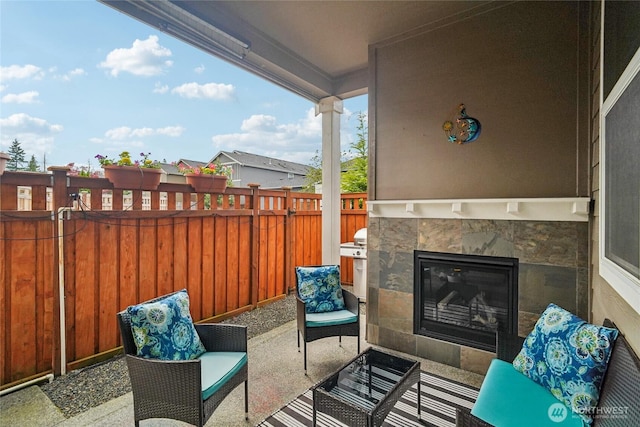 13712 Big Sky Dr E, Bonney Lake, WA 98391 - view of patio featuring a fireplace