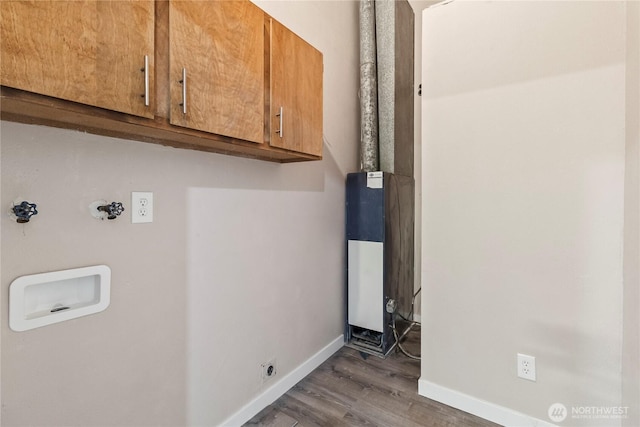 1535 Ten Mile Rd, Everson, WA 98247 - laundry area featuring cabinet space, dark wood-style floors, washer hookup, and hookup for an electric dryer