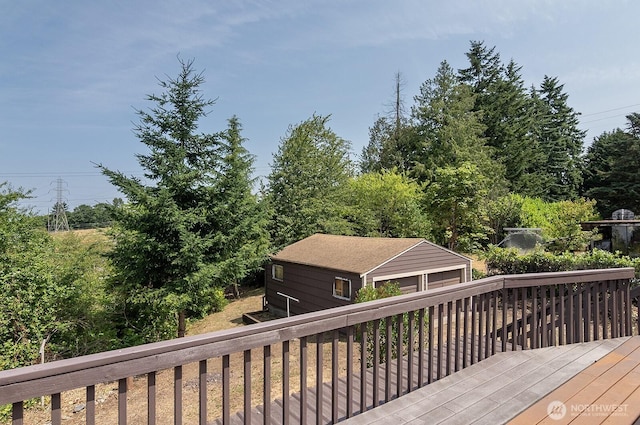 5312 S Hazel St, Seattle, WA 98178 - deck featuring a garage and an outbuilding