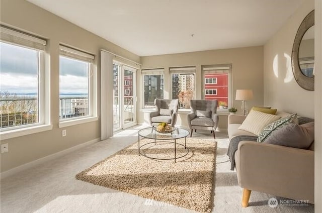2440 Western Ave Unit 503, Seattle, WA 98121 - living area with carpet flooring and baseboards