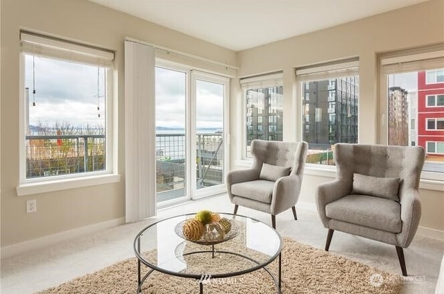 2440 Western Ave Unit 503, Seattle, WA 98121 - living area with carpet floors and baseboards