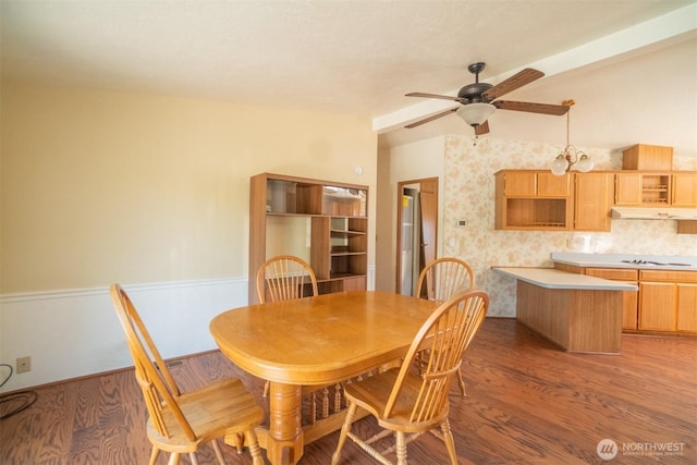 37301 28th Ave S Unit 4, Federal Way, WA 98003 - dining room with lofted ceiling, ceiling fan, and wood finished floors
