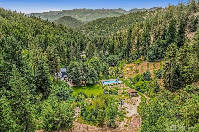 359 Timber Ridge Canyon Rd, Leavenworth, WA 98826 - aerial view of property and surrounding area featuring a heavily wooded area and a mountainous background