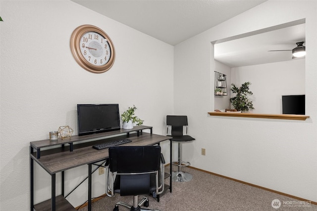 2735 Fordham Ct SE, Lacey, WA 98503 - carpeted office space featuring baseboards and a ceiling fan