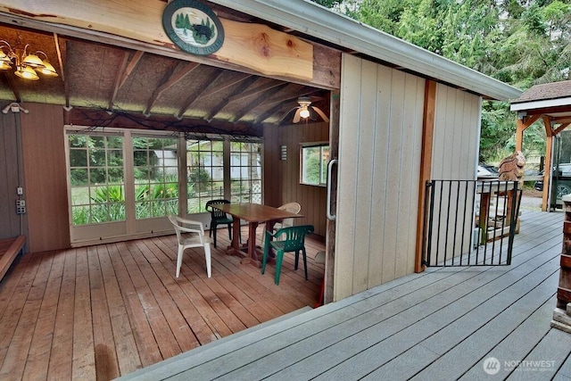 140 Fleming Dr, Sequim, WA 98382 - deck featuring a ceiling fan, outdoor dining area, and a gazebo