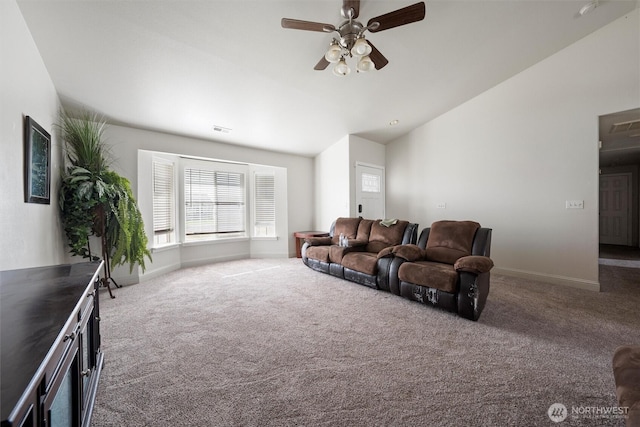 620 N Larkspur, Othello, WA 99344 - carpeted living area featuring lofted ceiling and ceiling fan