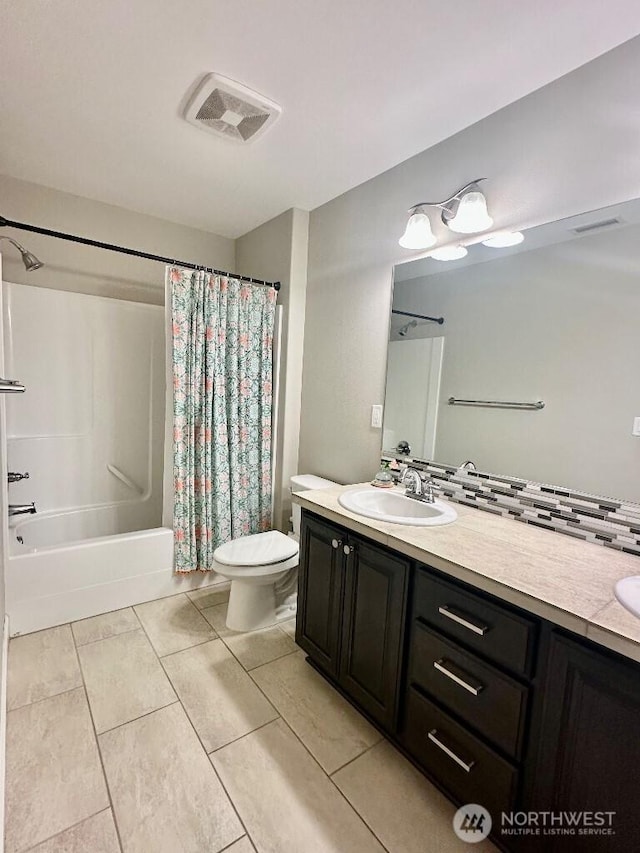885 N Squire Dr, Ridgefield, WA 98642 - full bath with vanity, shower / bathtub combination with curtain, and tile patterned floors