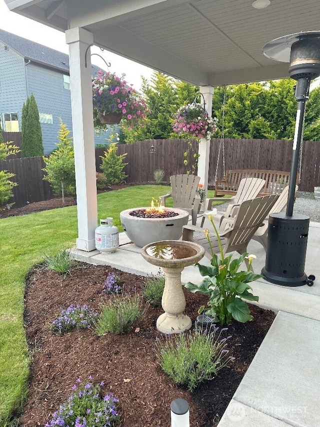 885 N Squire Dr, Ridgefield, WA 98642 - view of yard featuring a fire pit and a patio