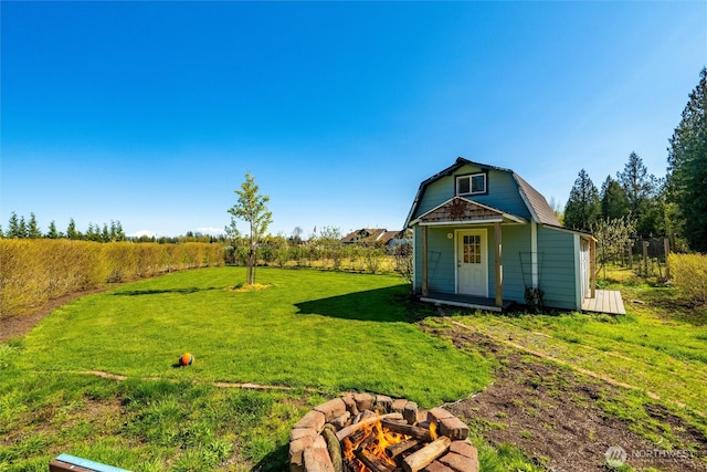 3151 Velvet Ln, Custer, WA 98240 - view of green lawn featuring a fire pit